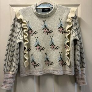 Cider Floral Knit Sweater - Cream and Pink
